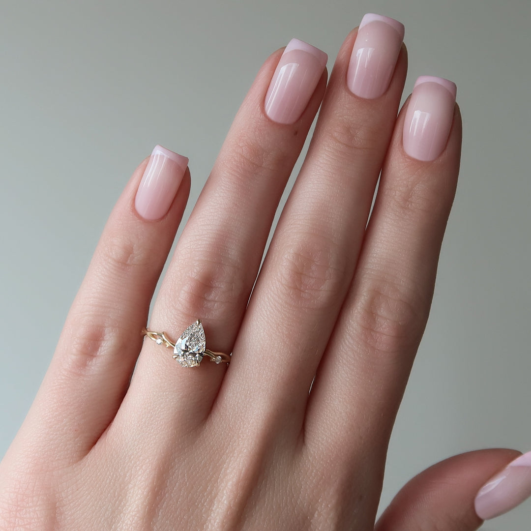 2 CT Pear Cut Nature Inspired Engagement Ring - Moissanite Diamond
