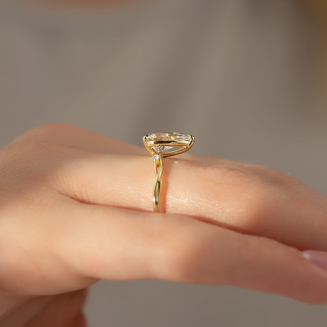 2 CT Pear Cut Nature Inspired Engagement Ring - Moissanite Diamond