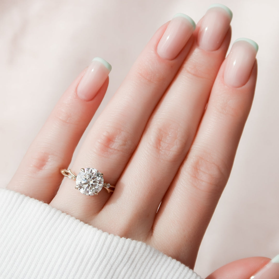 2 CT Round Cut Nature Inspired Engagement Ring - Lab Grown Diamond