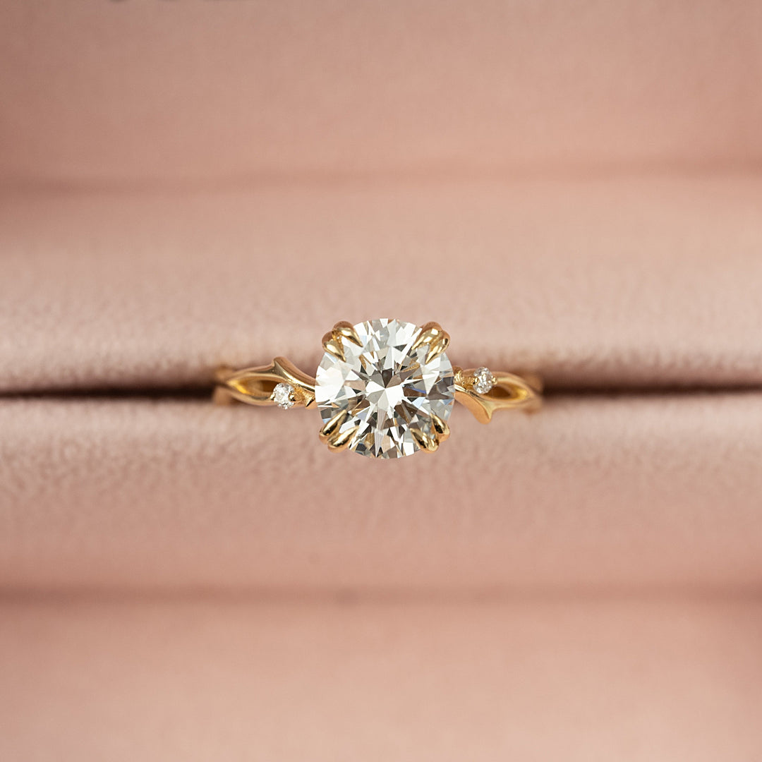 2 CT Round Cut Nature Inspired Engagement Ring - Lab Grown Diamond