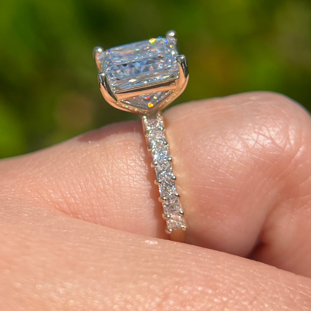 2 CT Princess Pave Engagement Ring - Moissanite Diamond