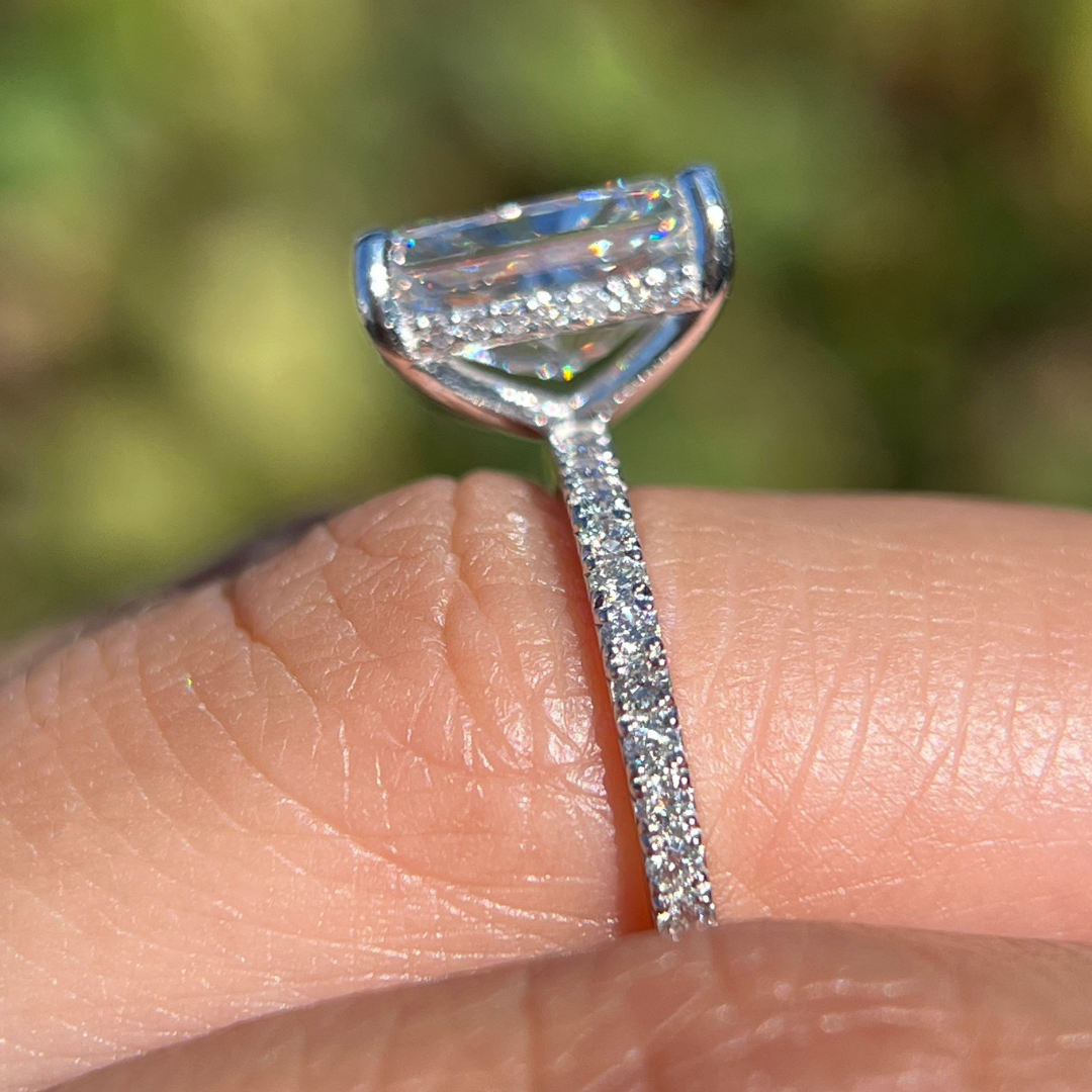 4 CT Radiant Cut Pave Engagement Ring - Moissanite Diamond