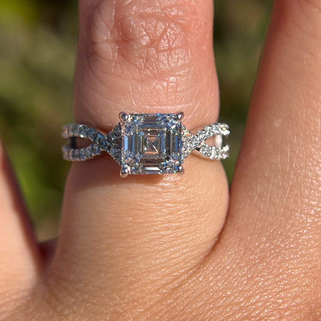 1 CT Asscher Cut Infinity Engagement Ring - Moissanite Diamond