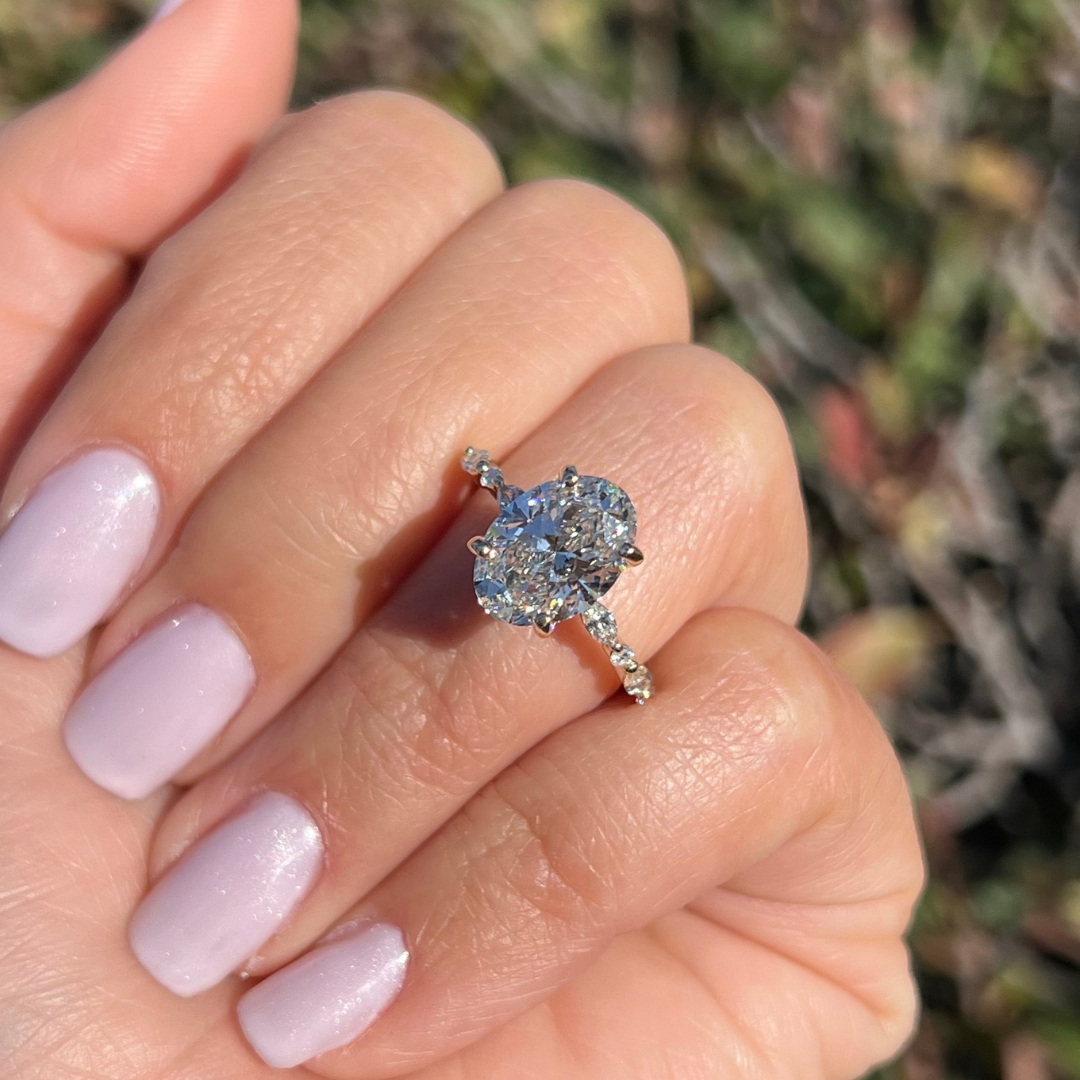 3 CT Oval Cut Pave Engagement Ring - Moissanite Diamond