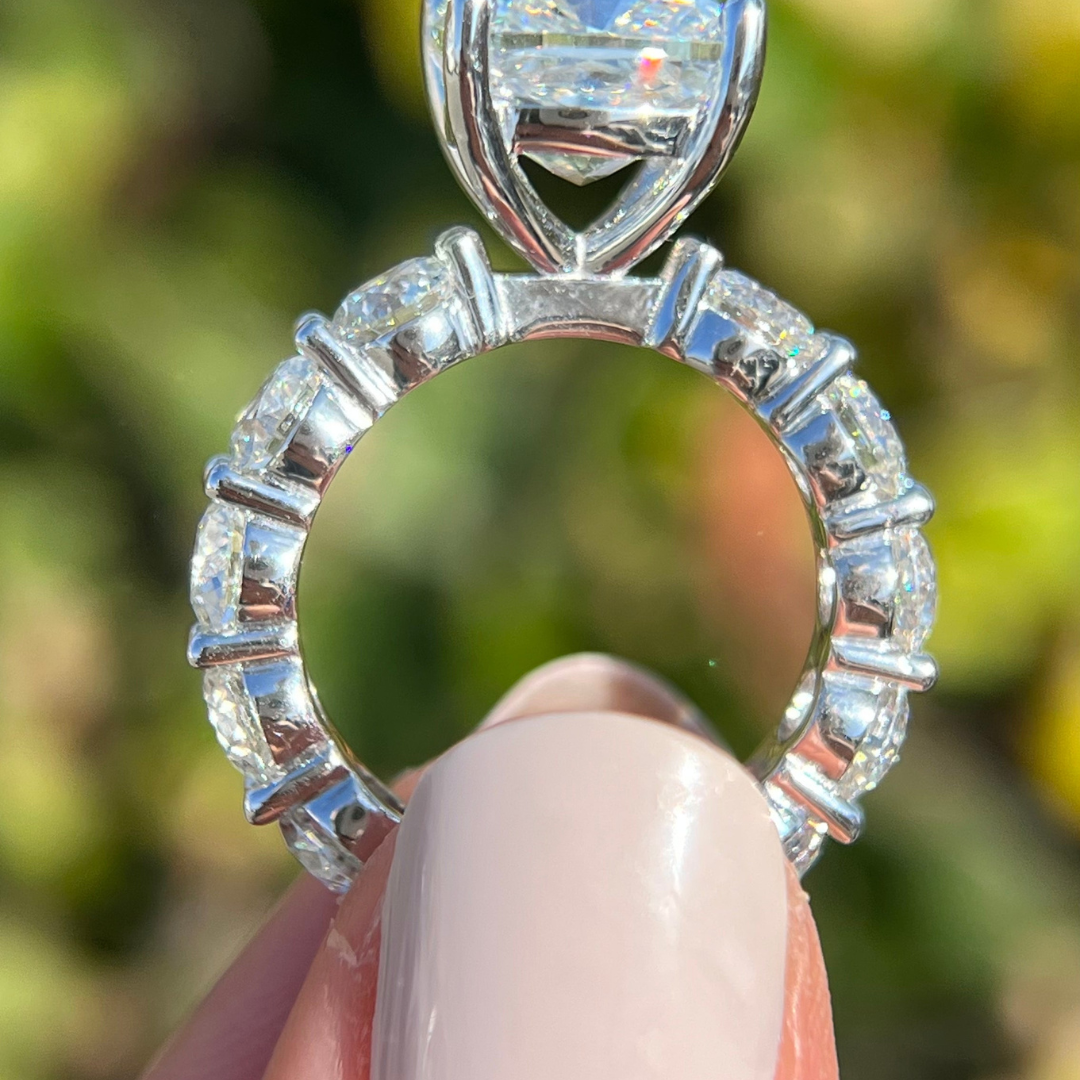 2 CT Cushion Cut Pave Engagement Ring - Lab Grown Diamond
