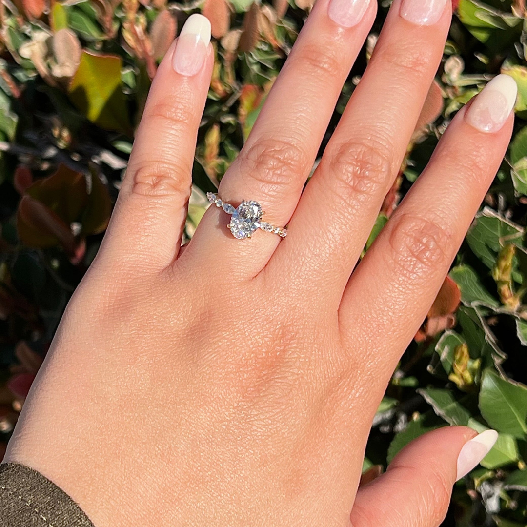2 CT Oval Cut Pave Engagement Ring - Lab Grown Diamond