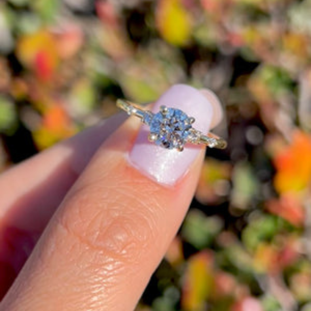 1 CT Round Cut Petite Pave Engagement Ring - Moissanite Diamond