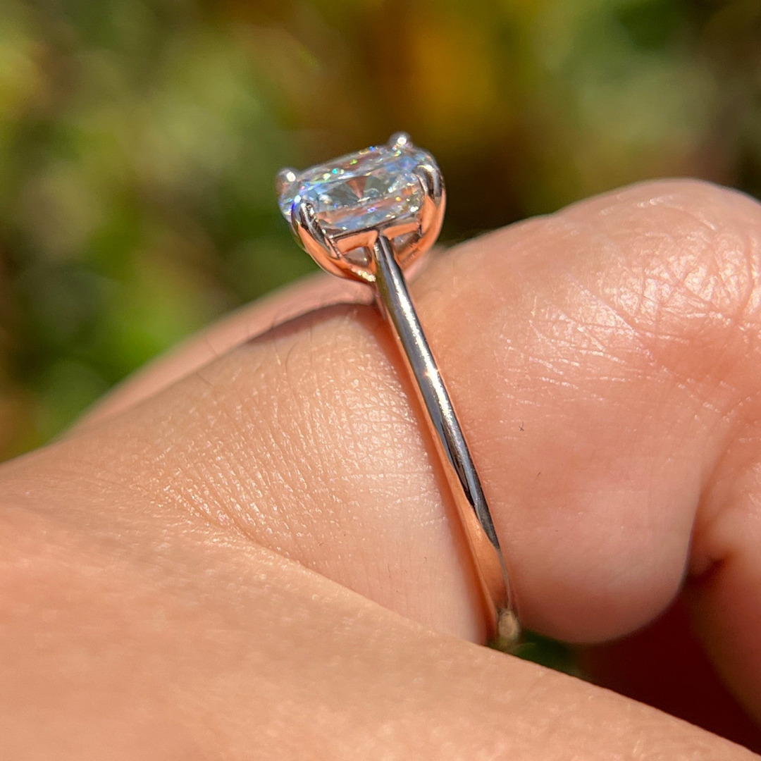 1 CT Cushion Cut Solitaire Engagement Ring - Moissanite Diamond