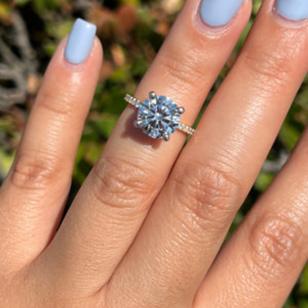 3 CT Round Cut Pave Engagement Ring - Moissanite Diamond