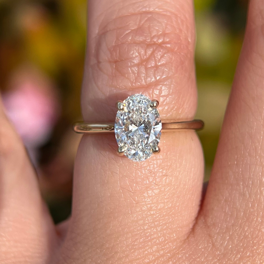 2 CT Oval Cut Solitaire Engagement Ring - Lab Grown Diamond