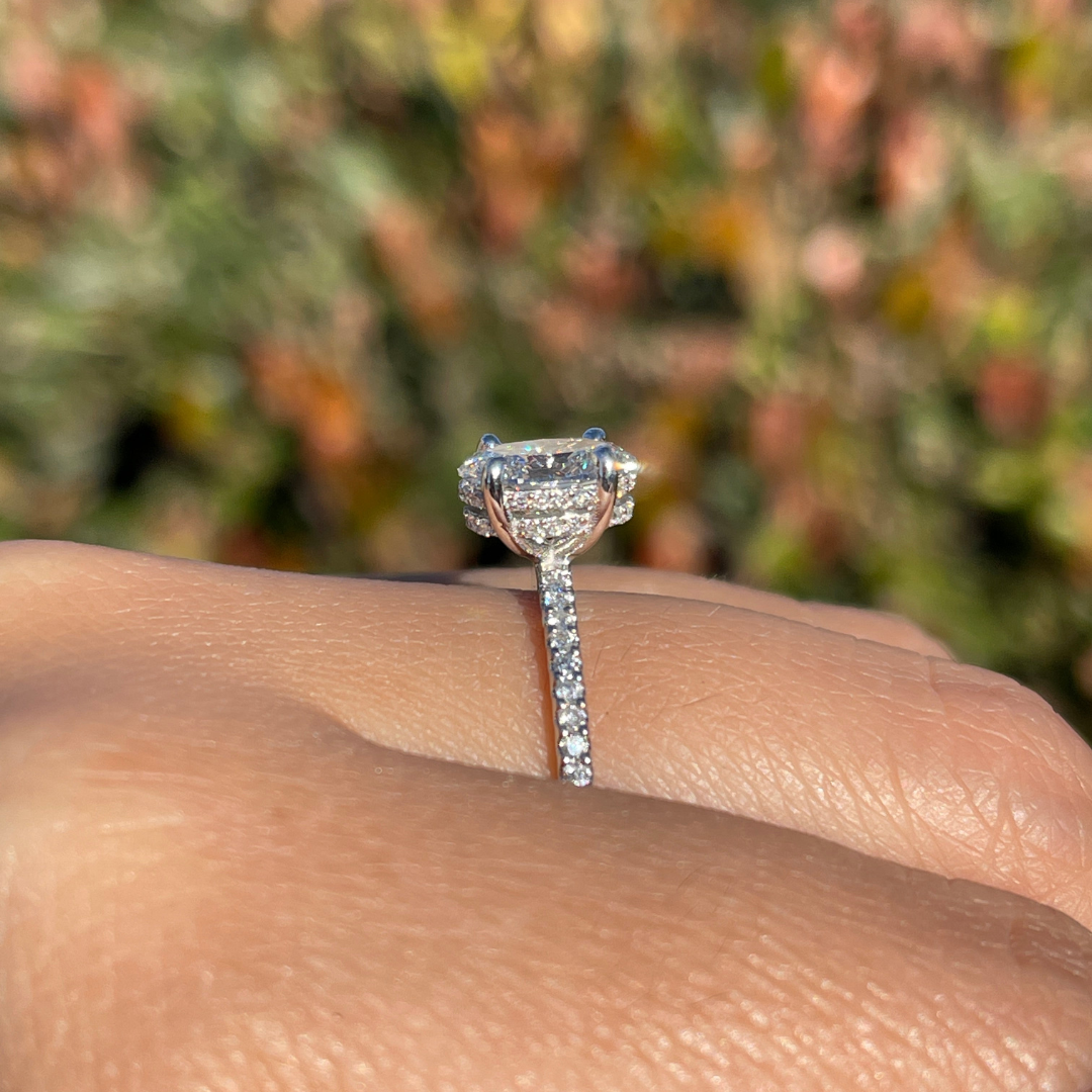 1 CT Oval Cut Pave Engagement Ring - Lab Grown Diamond