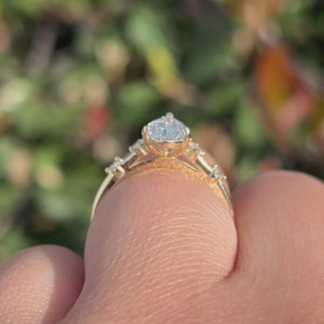 2 CT Pear Cut Petite Pave Engagement Ring - Lab Grown Diamond