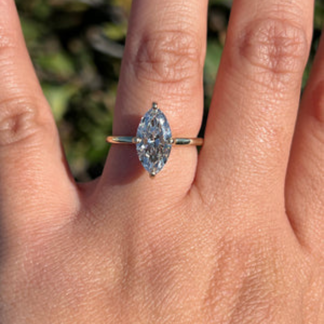 3 CT Marquise Cut Solitaire Engagement Ring - Moissanite Diamond