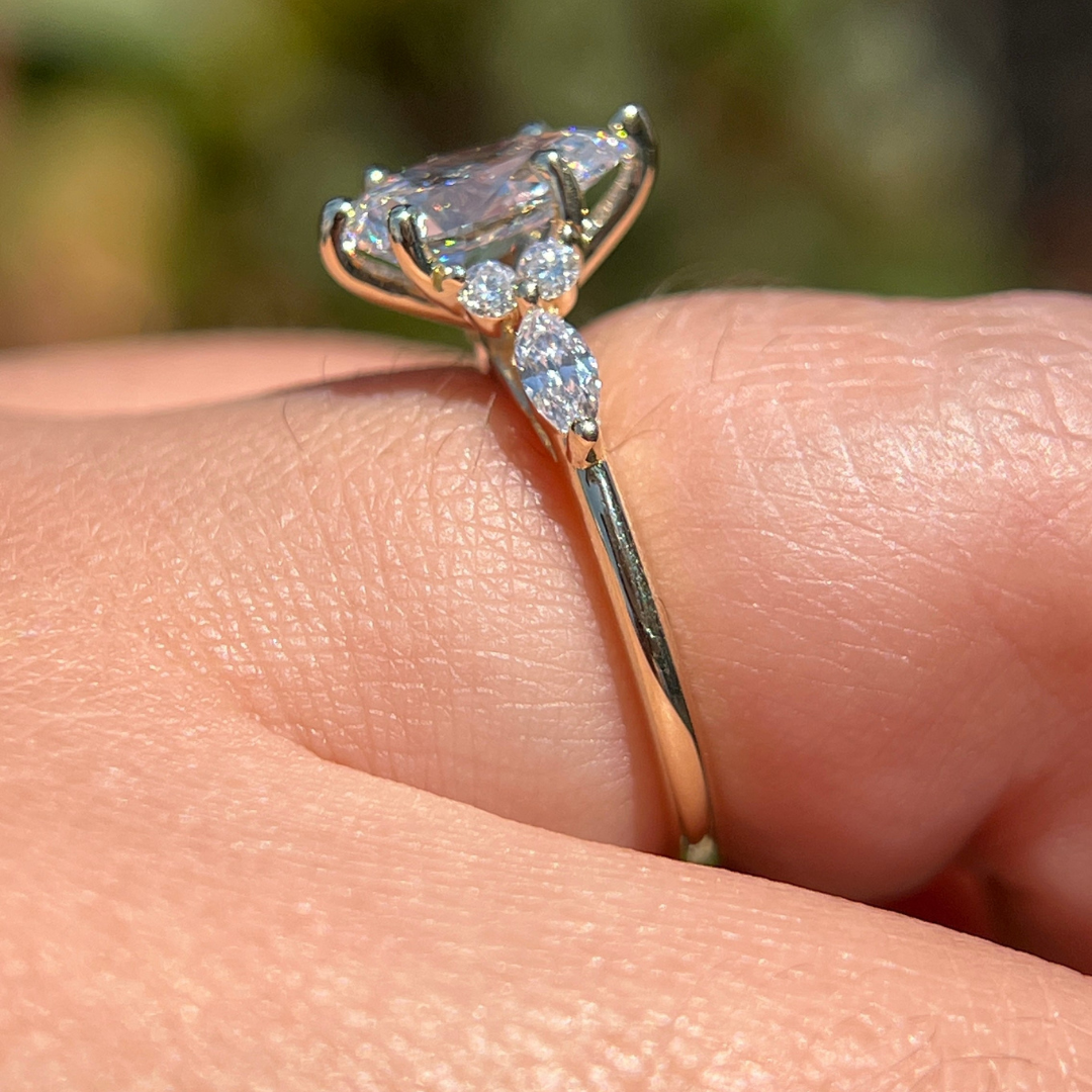 2 CT Pear Cut Cluster Engagement Ring - Moissanite Diamond