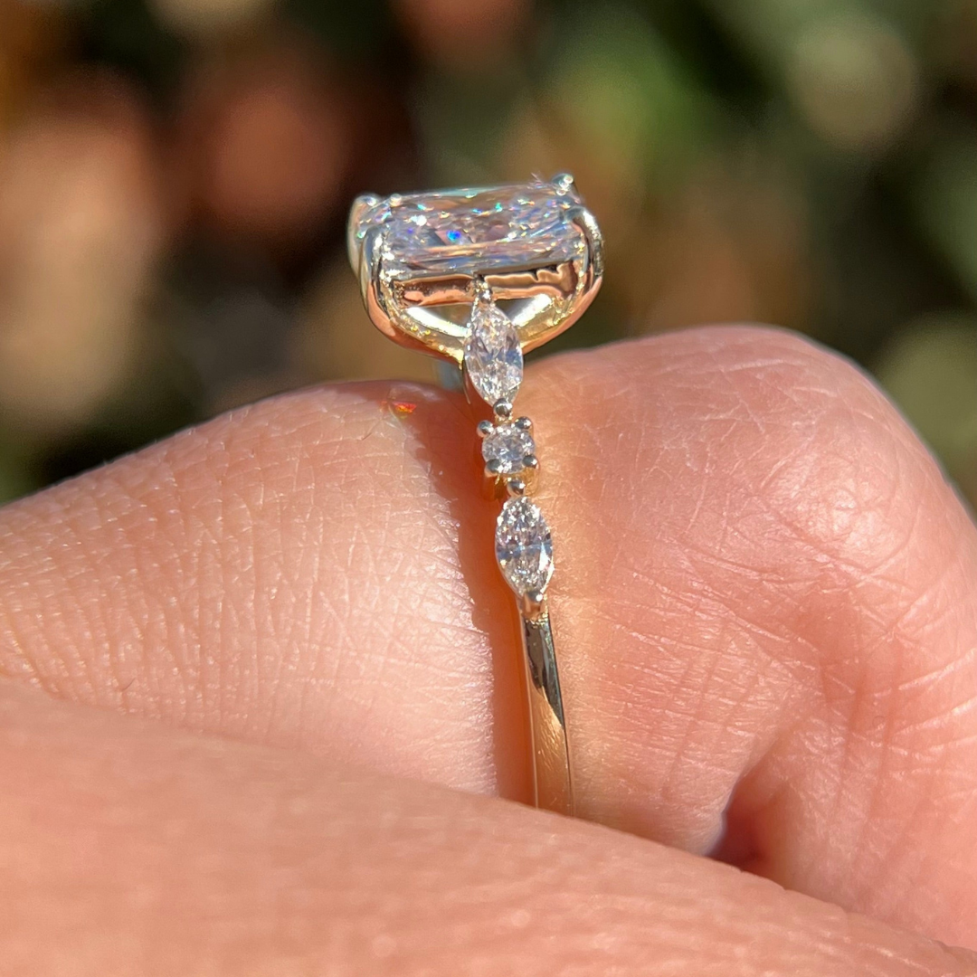 2 CT Radiant Cut  Pave Engagement Ring - Lab Grown Diamond