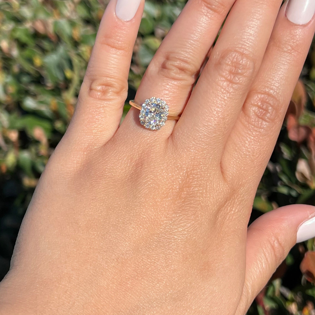 2 CT Elongated Cushion Cut Halo Engagement Ring - Lab Grown Diamond