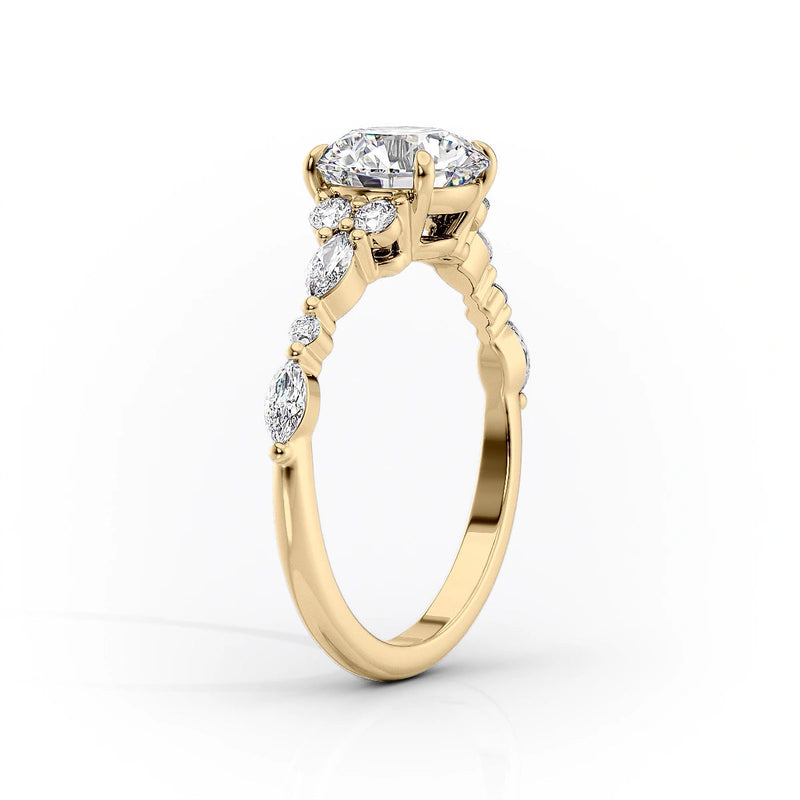 1 CT Emerald Cut Cluster Engagement Ring - Moissanite Diamond