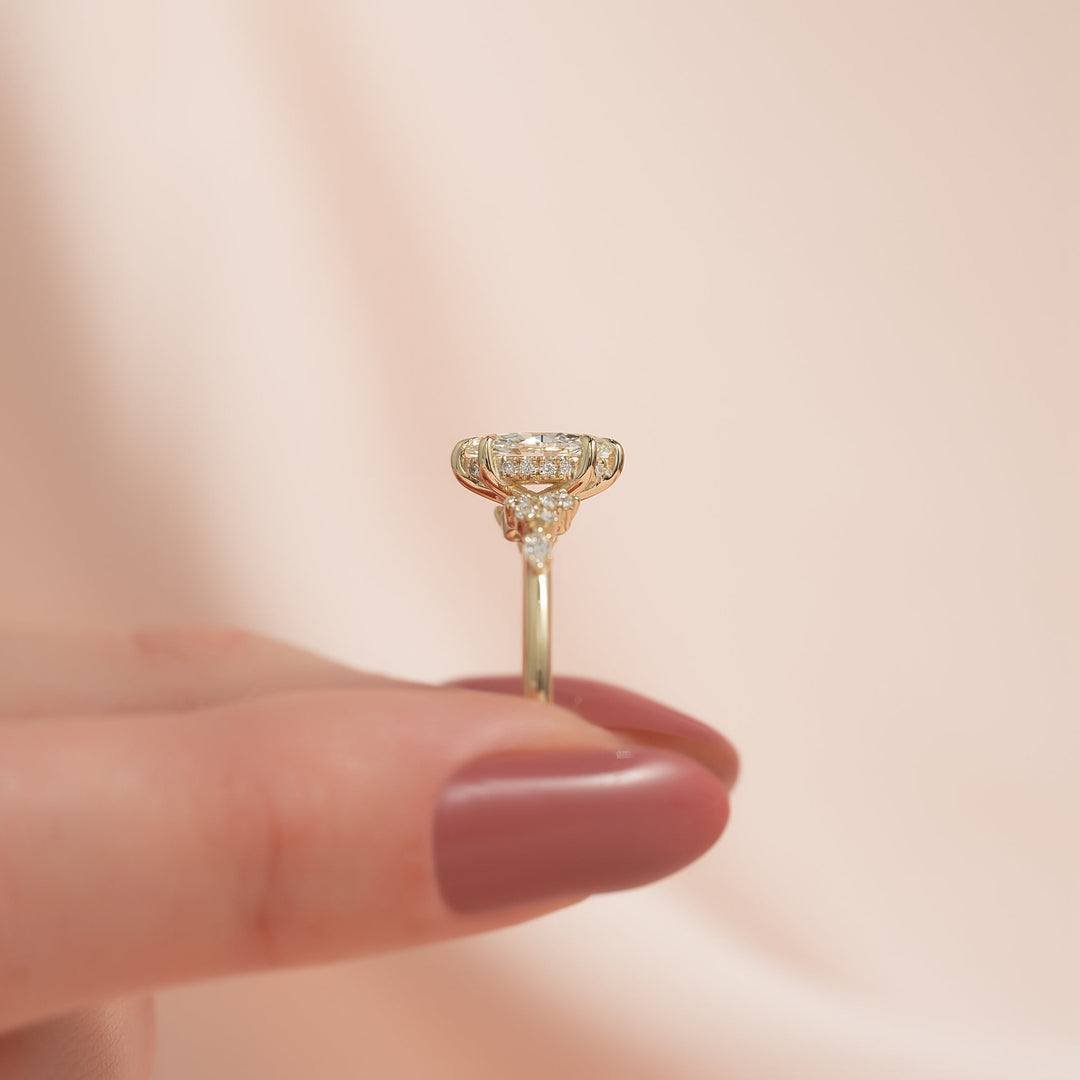 2 CT Marquise Cut Cluster Engagement Ring - Moissanite Diamond