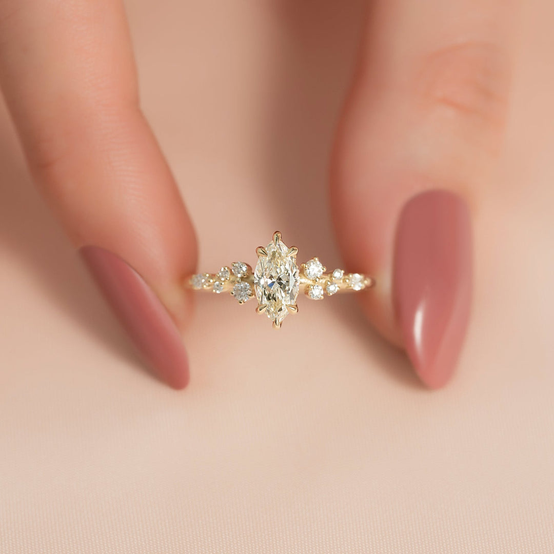 2 CT Marquise Cut Cluster Engagement Ring - Moissanite Diamond