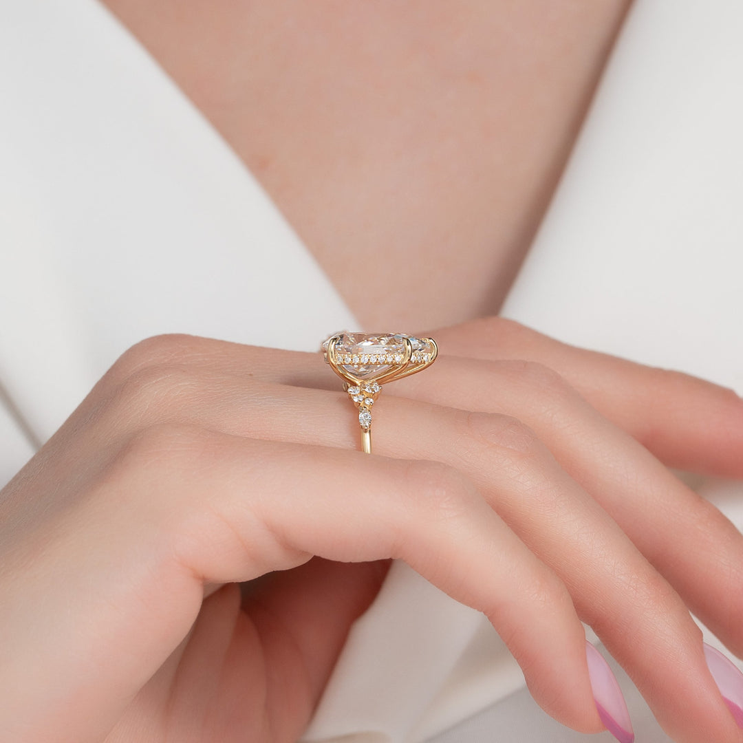 2 CT Pear Cut Cluster Engagement Ring - Moissanite Diamond