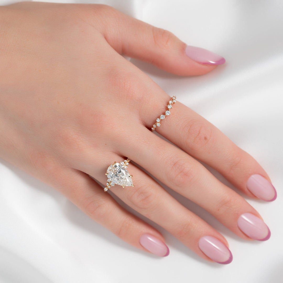 2 CT Pear Cut Cluster Engagement Ring - Moissanite Diamond