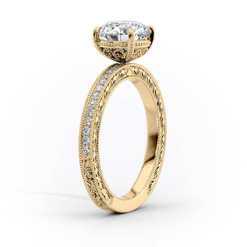 1 CT Emerald Cut Cathedral Engagement Ring - Moissanite Diamond