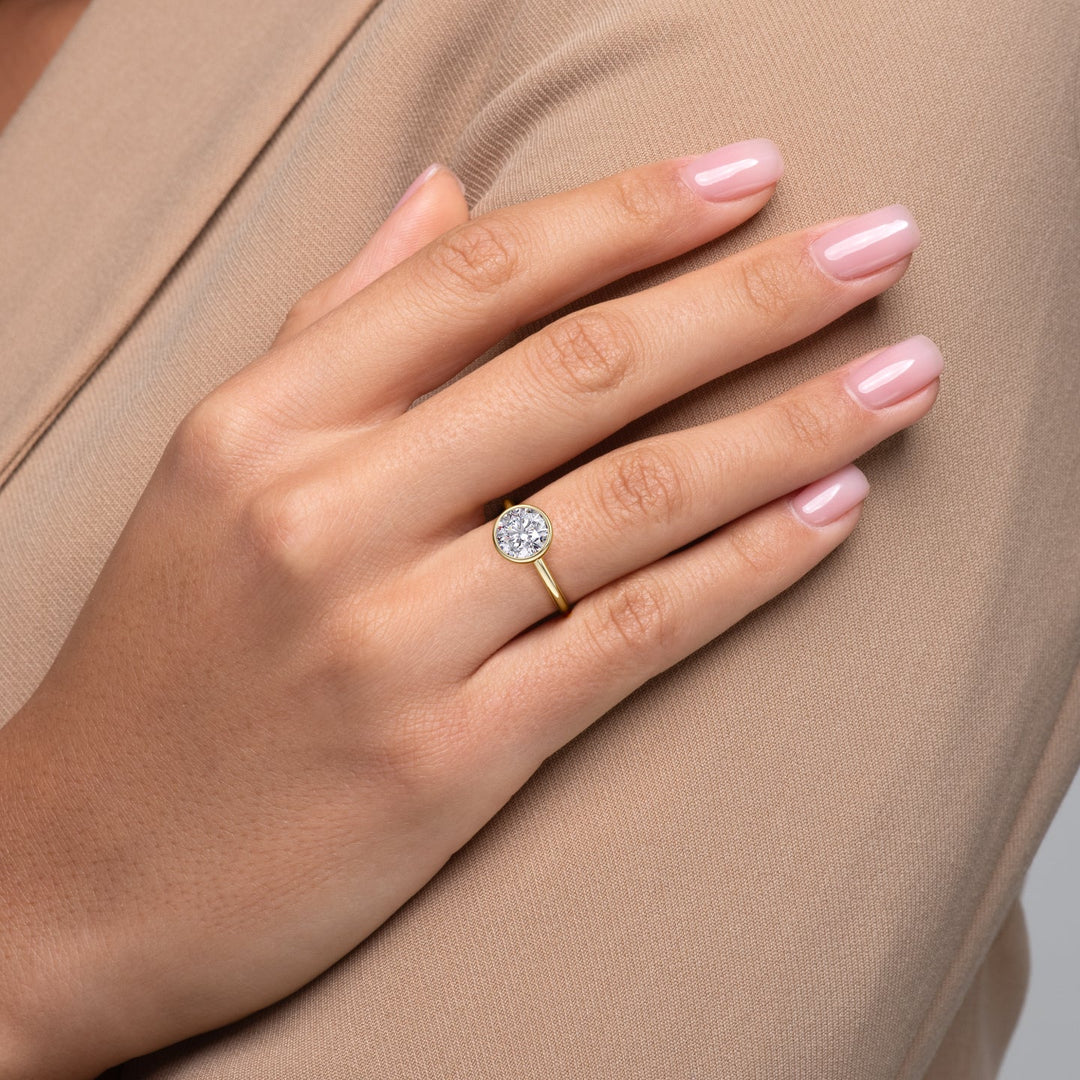 3 CT Round Cut Bezel Engagement Ring - Lab Grown Diamond