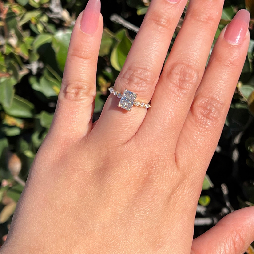 2 CT Radiant Cut  Pave Engagement Ring - Lab Grown Diamond