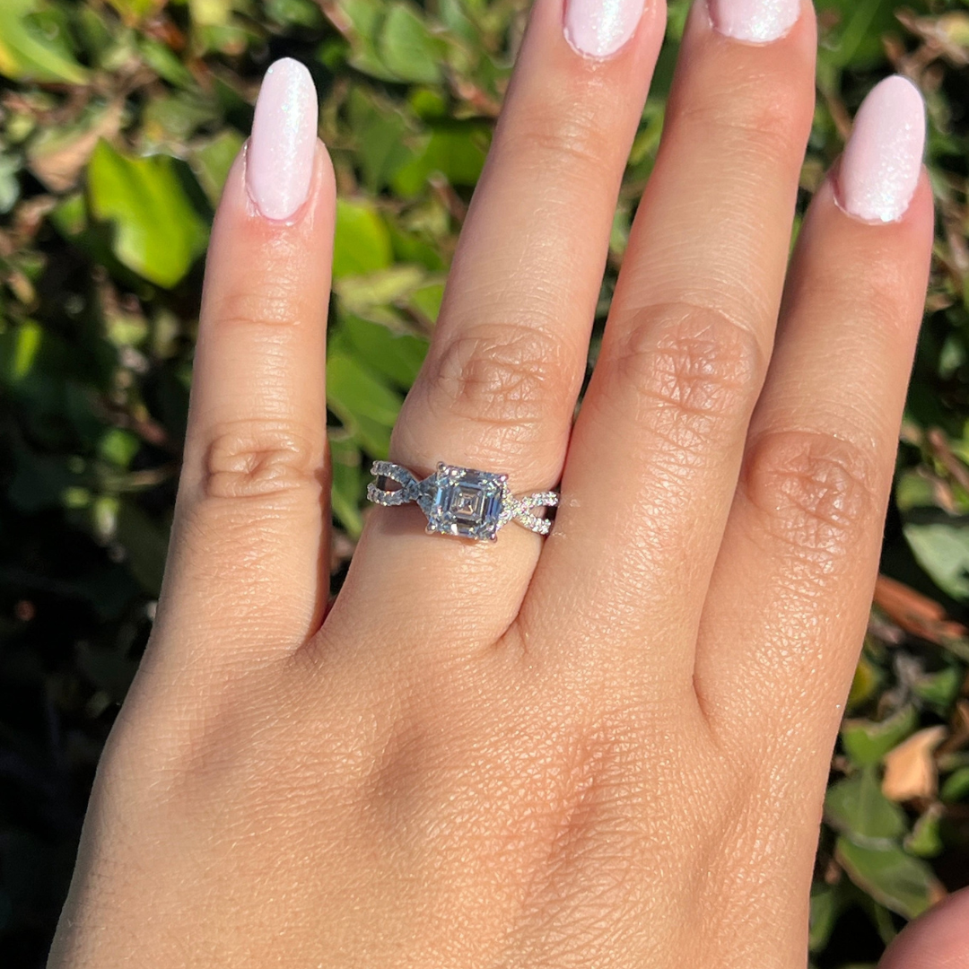 1 CT Asscher Cut Infinity Engagement Ring - Moissanite Diamond