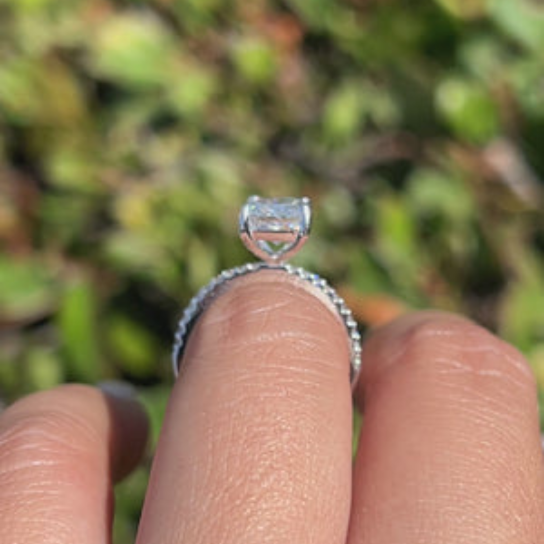 3 CT Radiant Cut Pave Engagement Ring - Moissanite Diamond