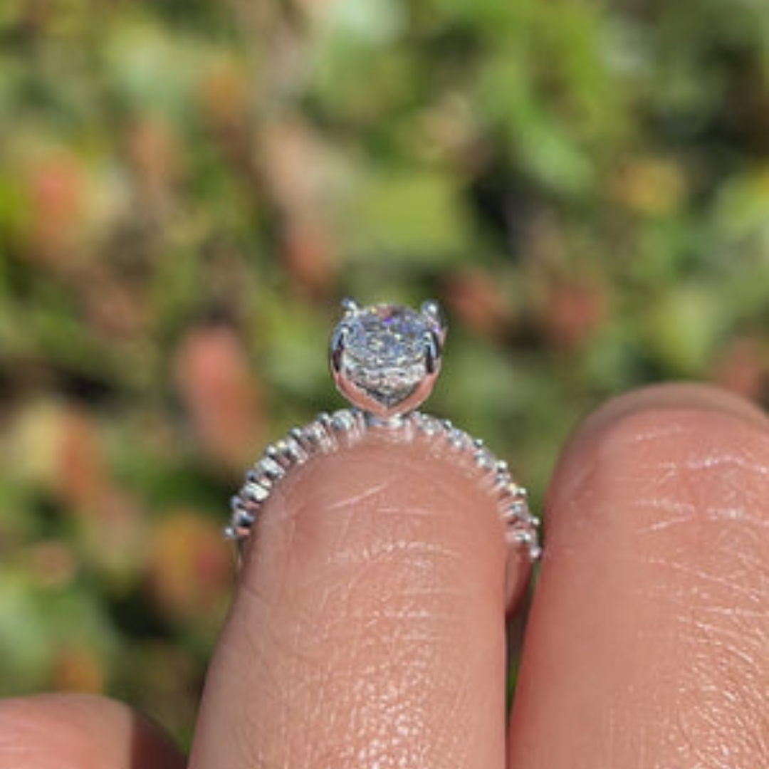 2 CT Oval Pave Engagement Ring - Moissanite Diamond