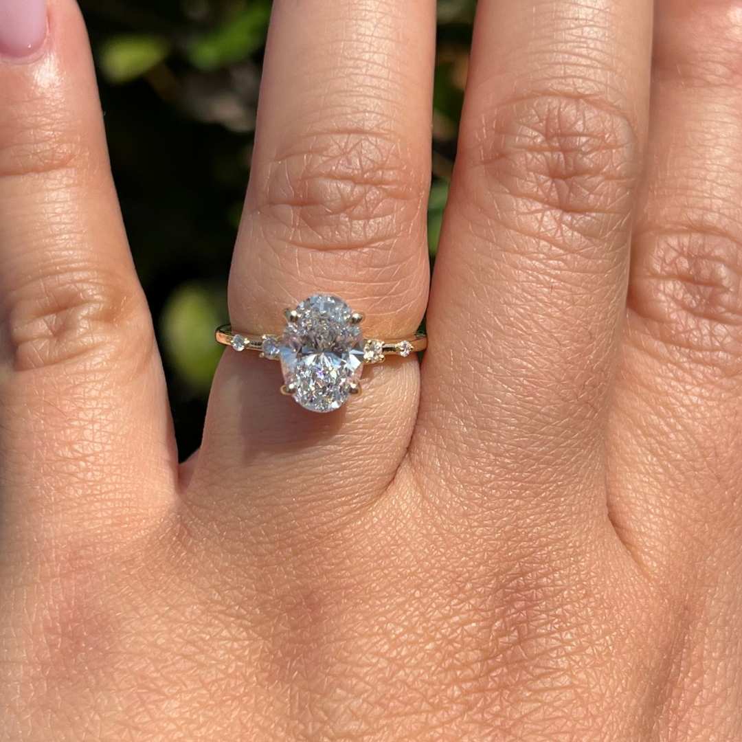 3 CT Oval Cut Petite Pave Engagement Ring - Lab Grown Diamond