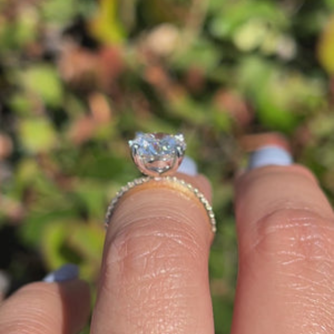 3 CT Round Cut Pave Engagement Ring - Moissanite Diamond