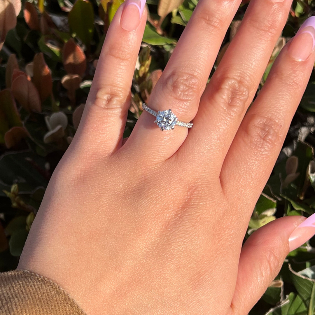 2 CT Round Cut Pave Engagement Ring - Lab Grown Diamond