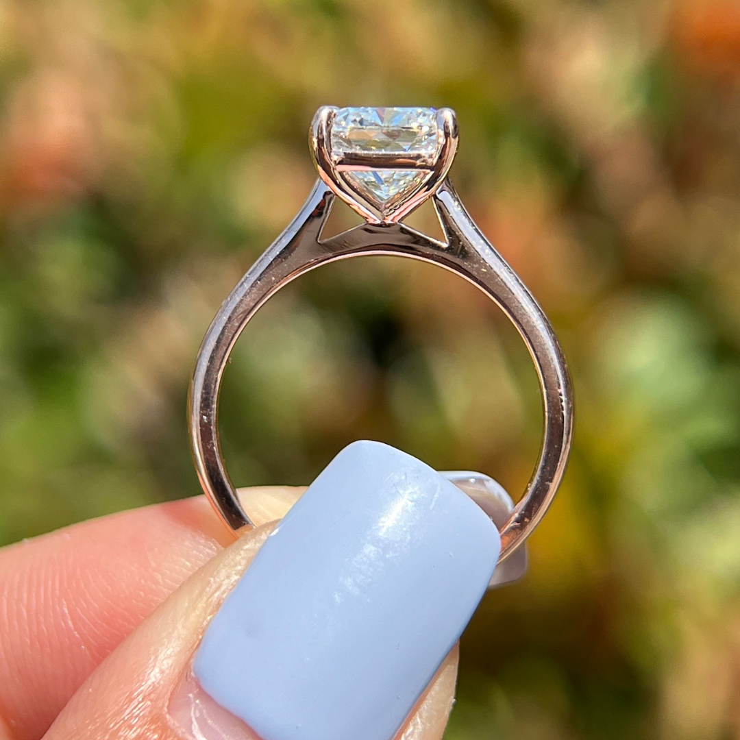 1 CT Cushion Cut Solitaire Engagement Ring - Moissanite Diamond