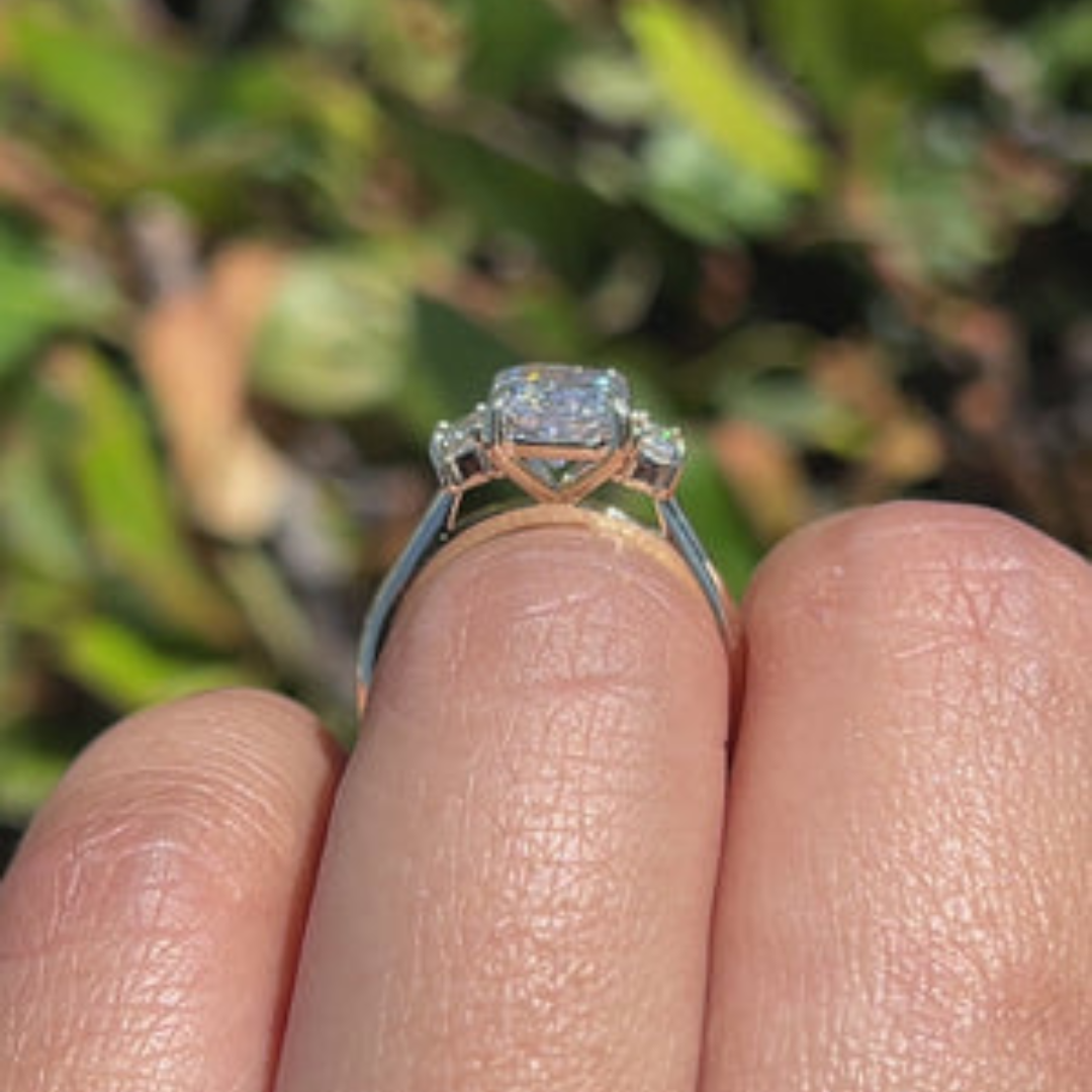 2 CT Radiant Three Stone Engagement Ring - Moissanite Diamond
