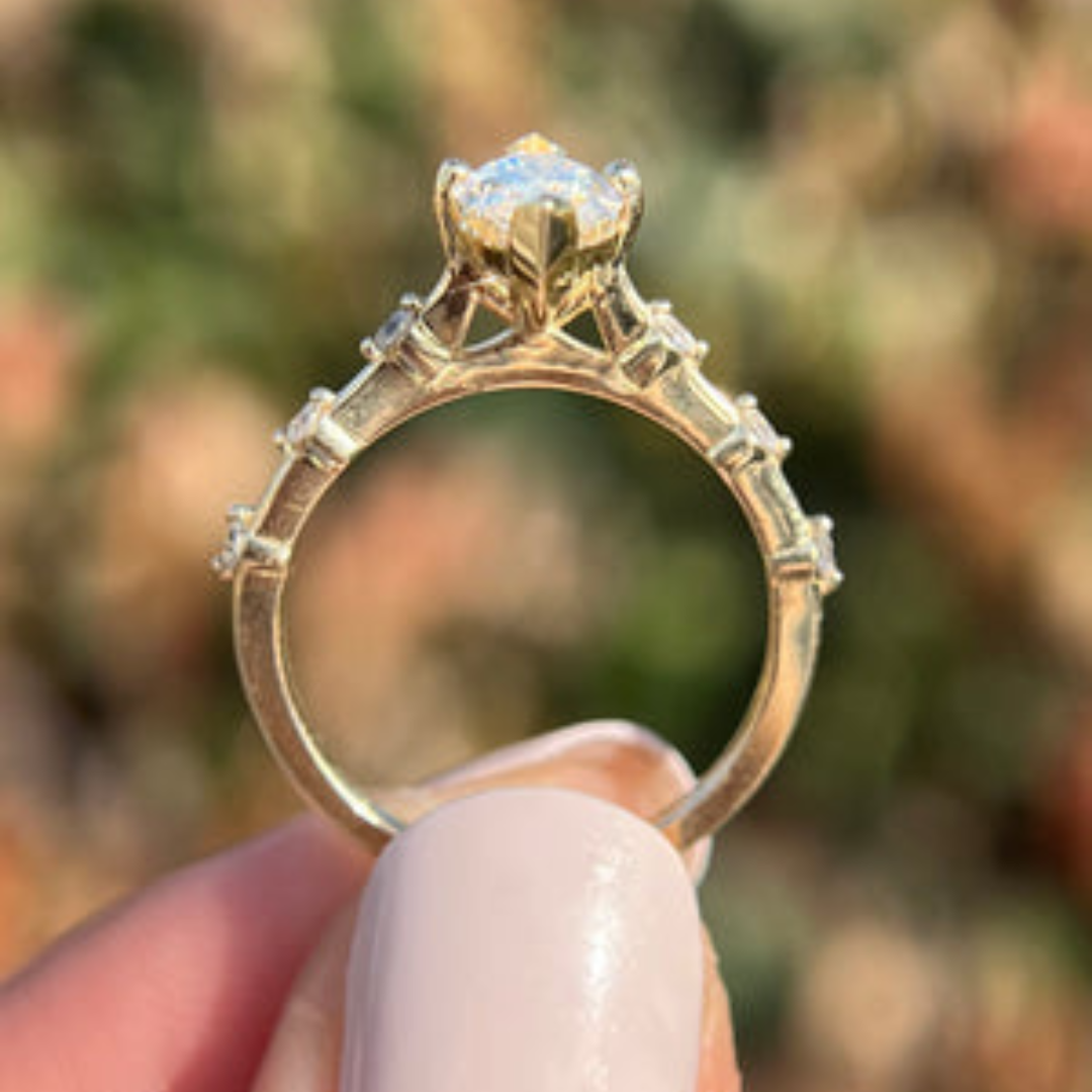 2 CT Marquise Cut Petite Pave Engagement Ring - Lab Grown Diamond