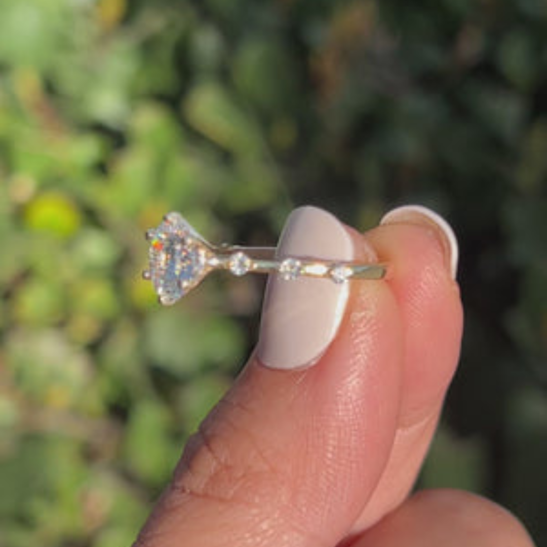 2 CT Round Cut Petite Pave Engagement Ring - Lab Grown Diamond