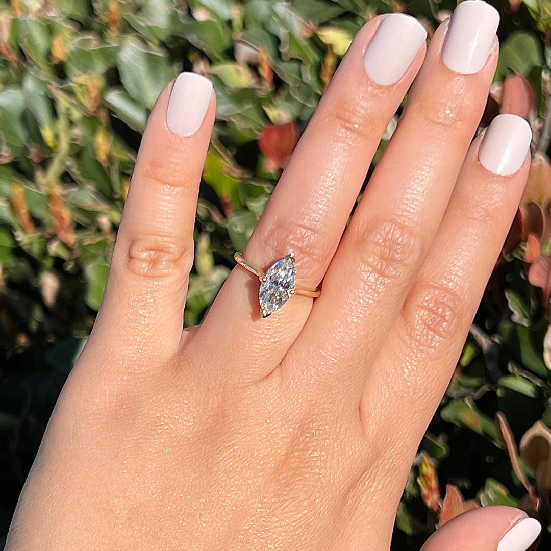 3 CT Marquise Cut Solitaire Engagement Ring - Lab Grown Diamond