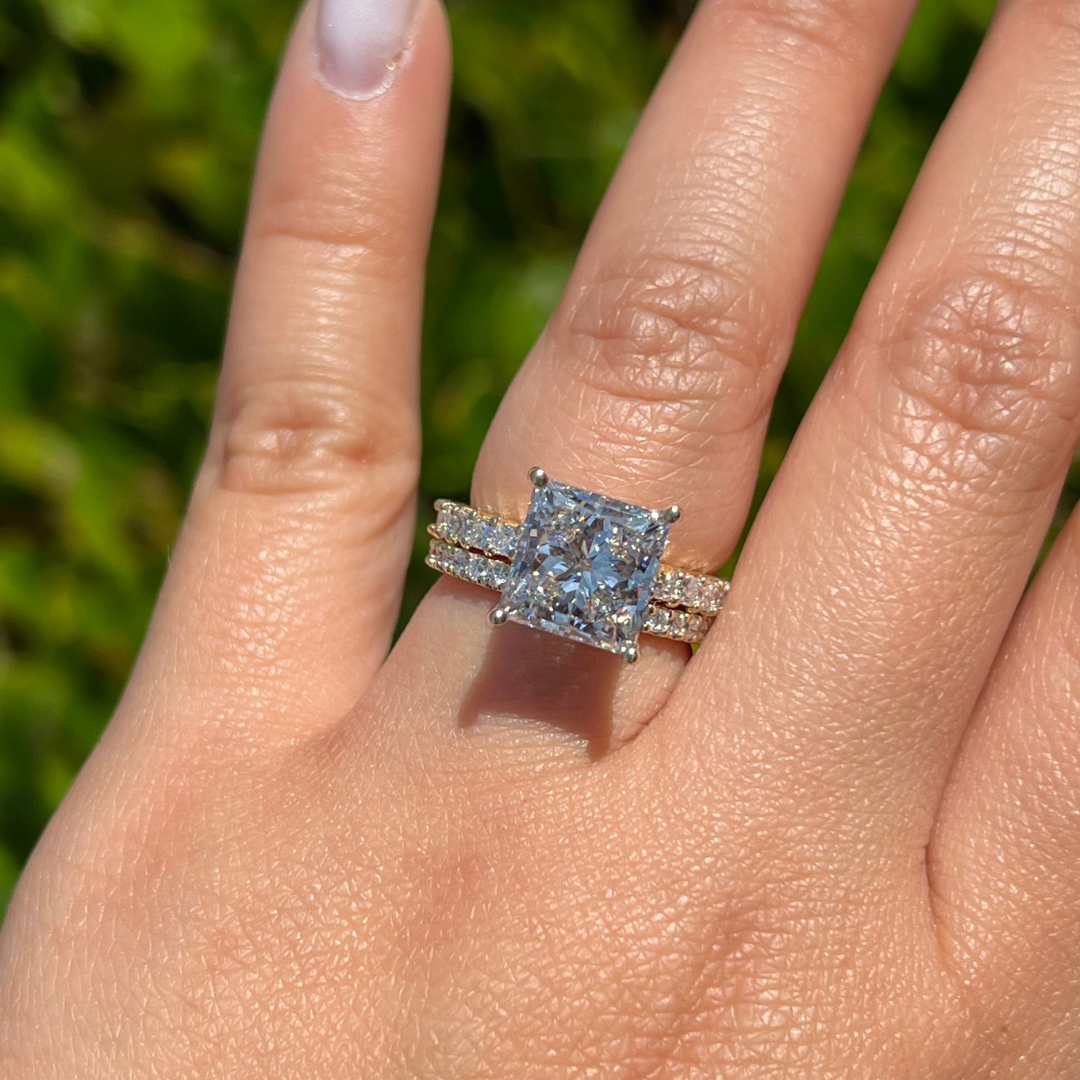 2 CT Princess Pave Engagement Ring - Moissanite Diamond