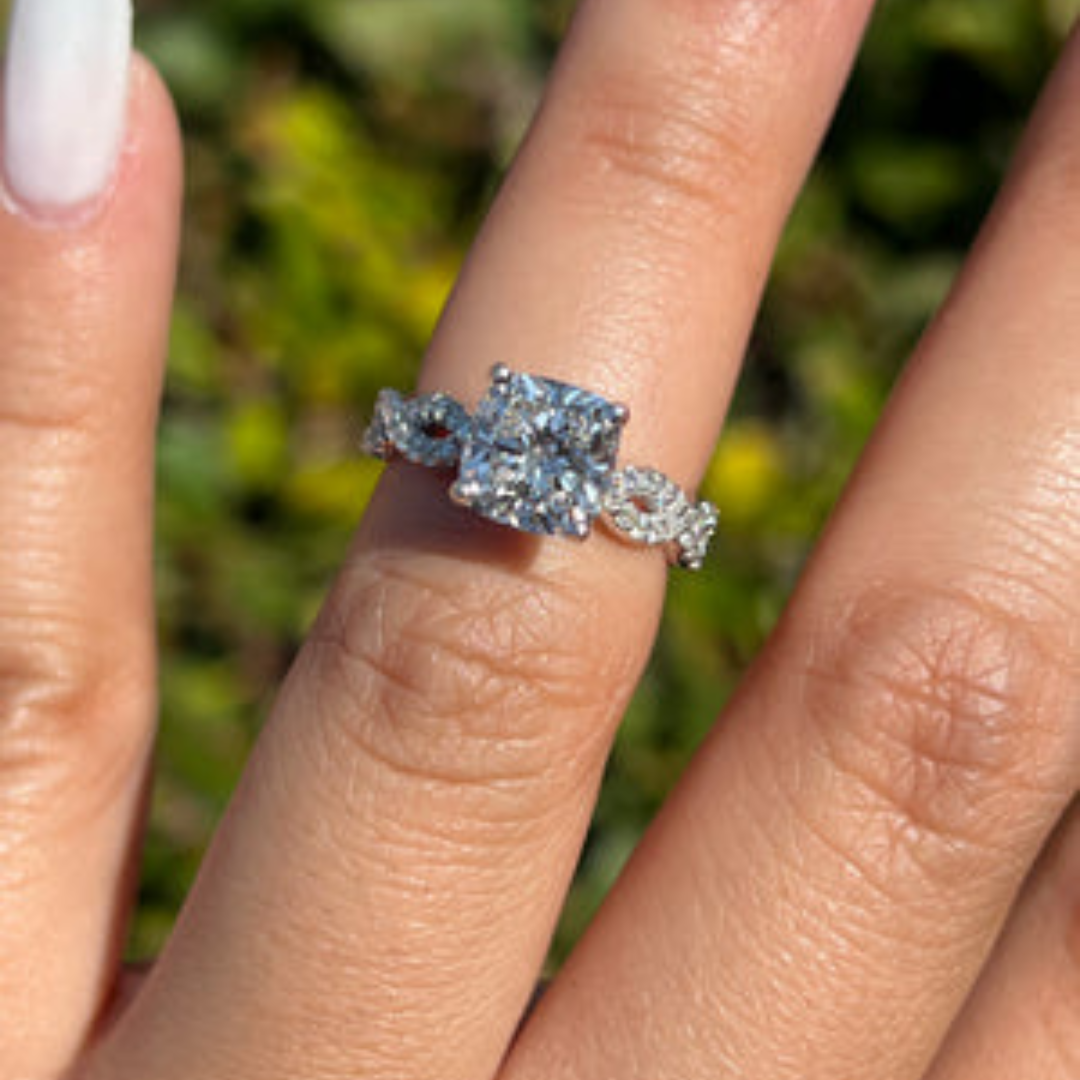 1 CT Cushion Cut Infinity Engagement Ring - Moissanite Diamond