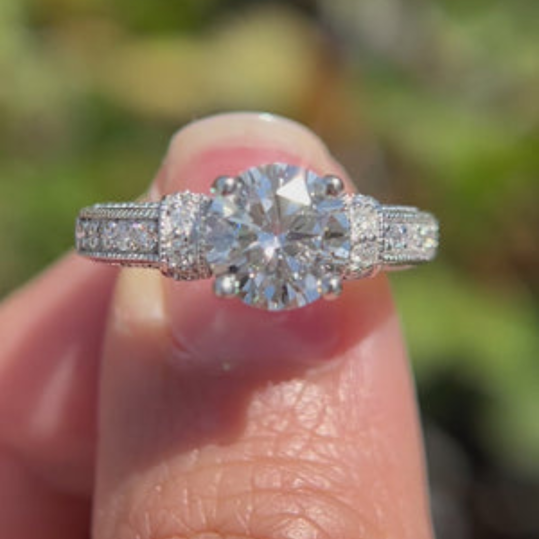 2 CT Round Cut Vintage Engagement Ring - Lab Grown Diamond