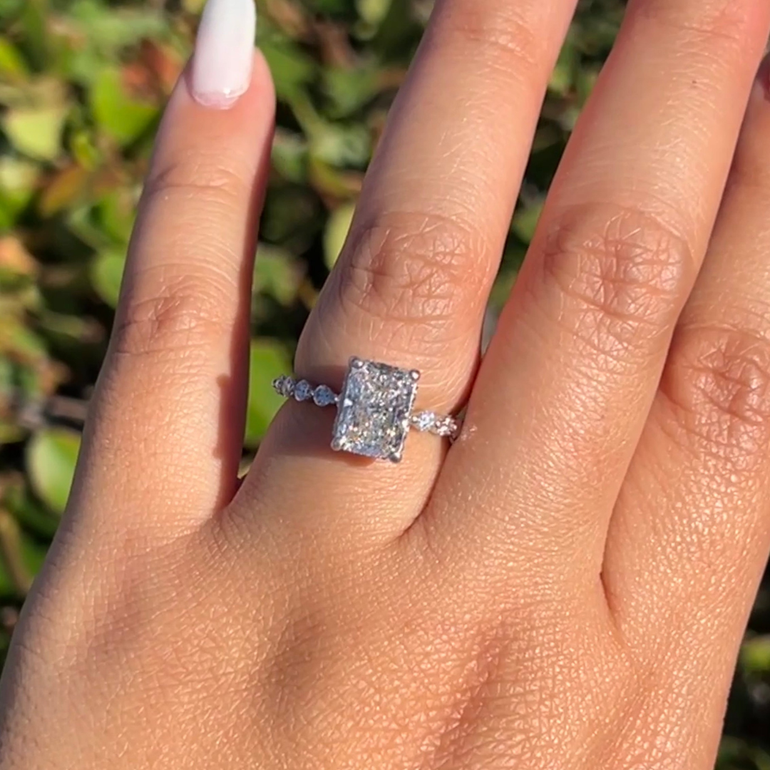 2 CT Radiant Cut Pave Engagement Ring - Moissanite Diamond