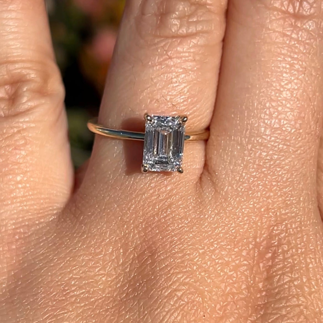 2 CT Emerald Cut Solitaire Engagement Ring - Lab Grown Diamond