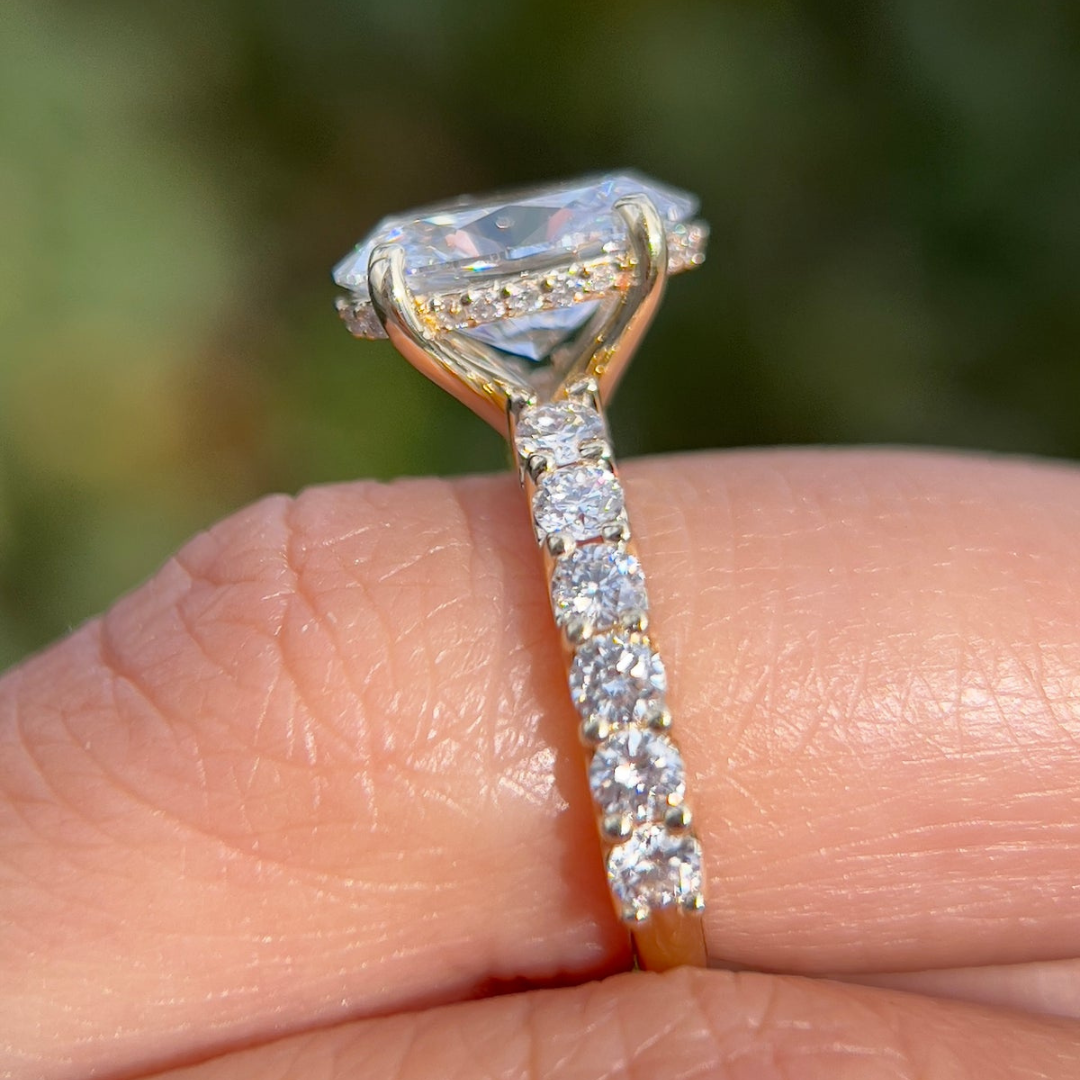 1 CT Oval Cut Pave Engagement Ring - Moissanite Diamond