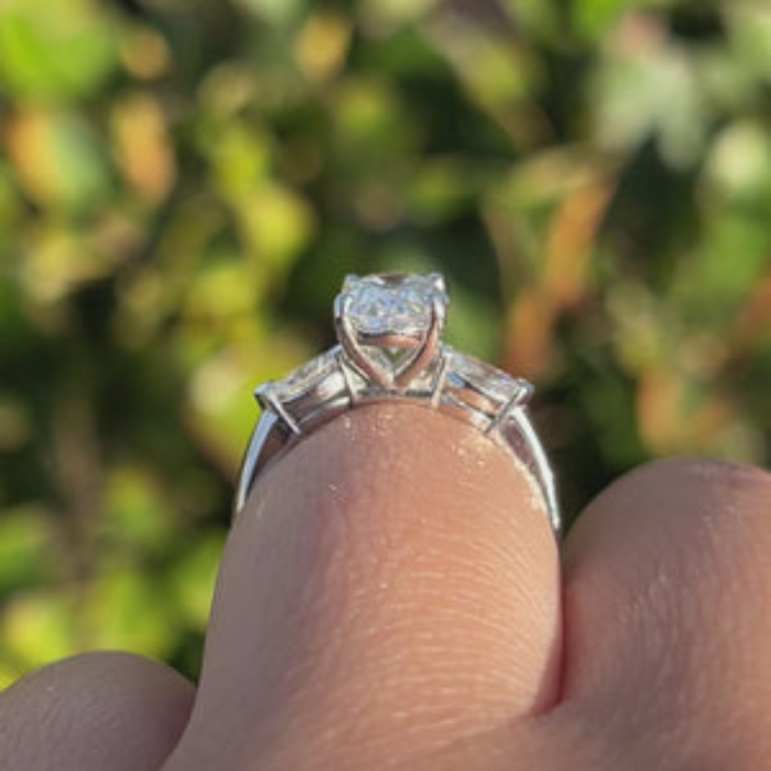 2 CT Oval Cut Three Stone Engagement Ring - Lab Grown Diamond