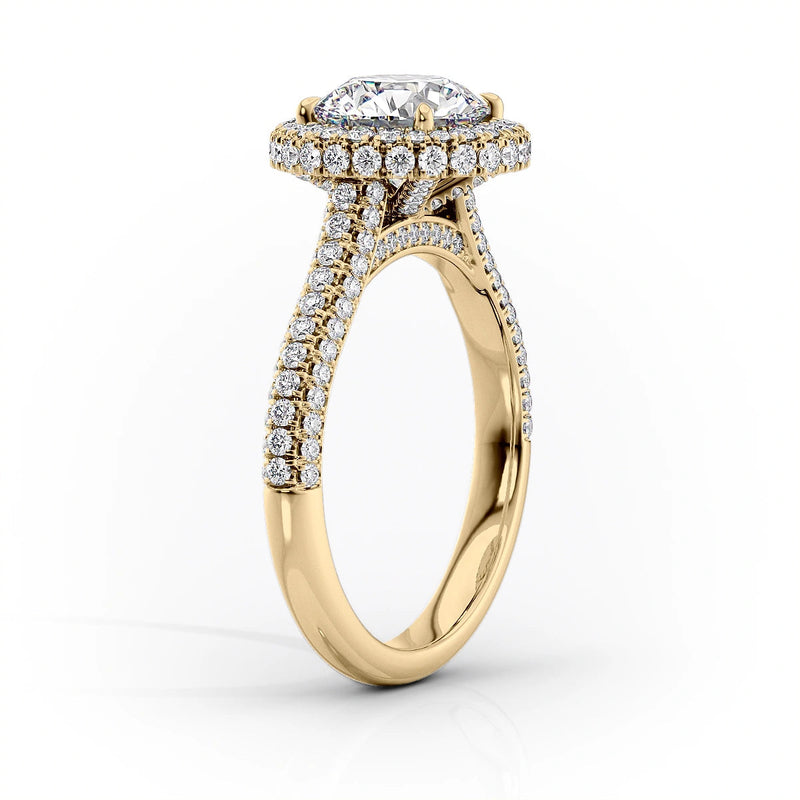 2 CT Princess Cut Halo Pave Engagement Ring - Moissanite Diamond