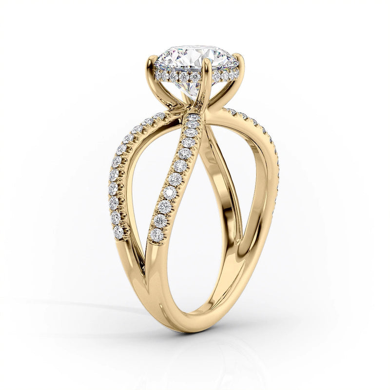 1 CT Emerald Cut Unique Split Shank Engagement Ring - Moissanite Diamond