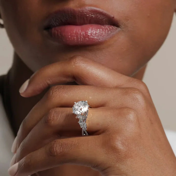 2 CT Round Cut Moissanite Diamond Nature Inspired Engagement Ring