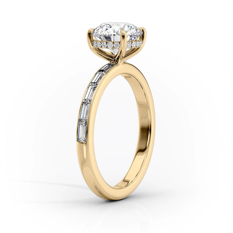 1 CT Emerald Cut Pave Engagement Ring - Moissanite Diamond